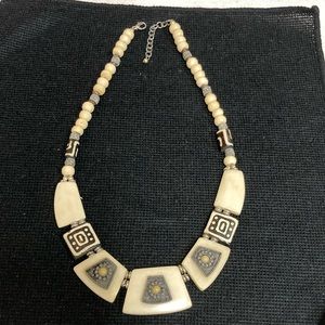 Elegant Cream and Black Beaded Necklace